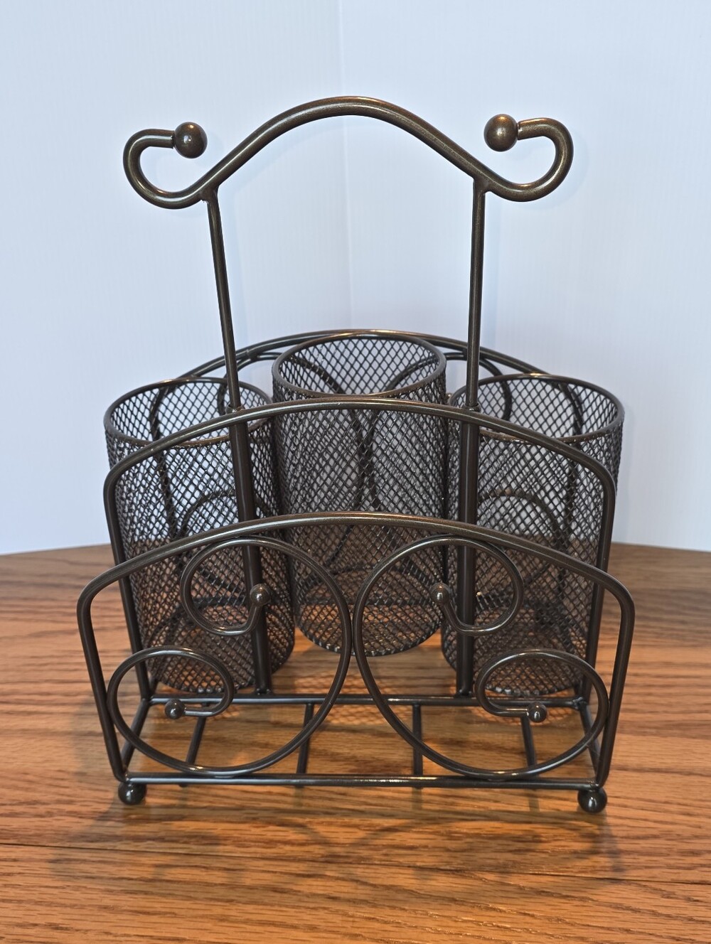 Meridian Utensil & Napkin Organizer Metal Caddy- Bronze Princess House EUC